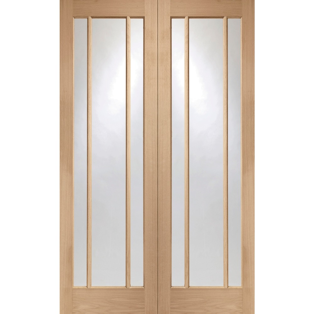 Internal Oak Worcester Rebated Door Pair with Clear Glass